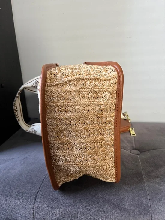 Steve Madden Tan & Cream Woven Crossbody with Branded Canvas Strap - Picture 5 of 7